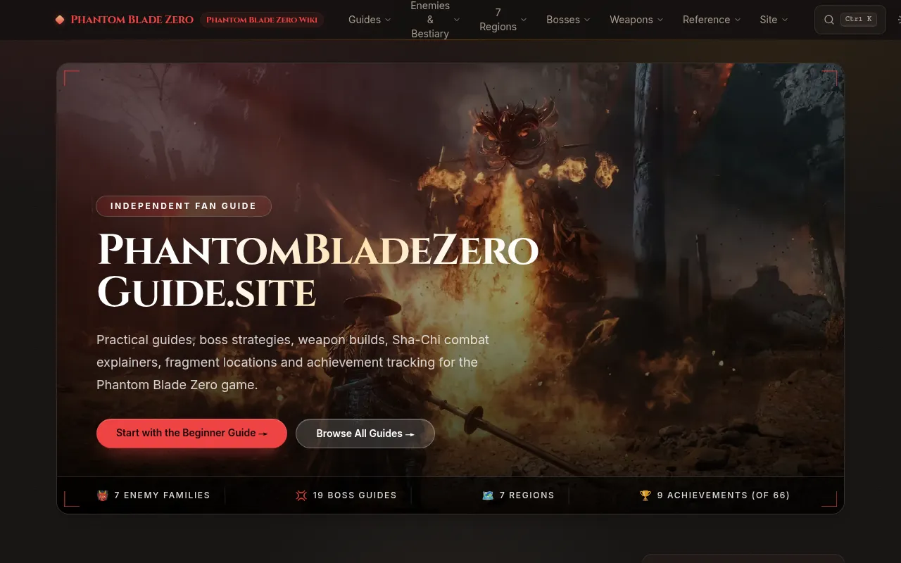 Screenshot of phantombladezeroguide.site