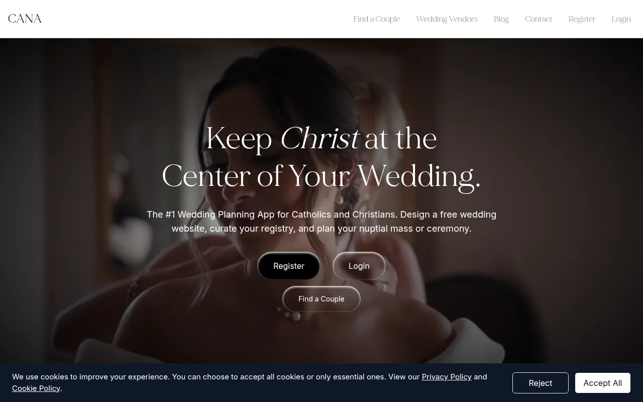 Screenshot of cana.wedding