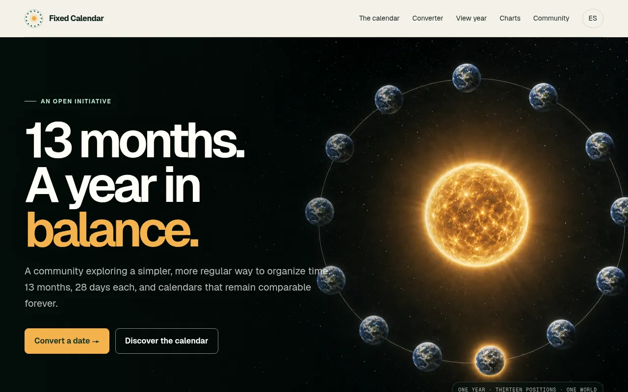 Screenshot of fixedcalendar.org