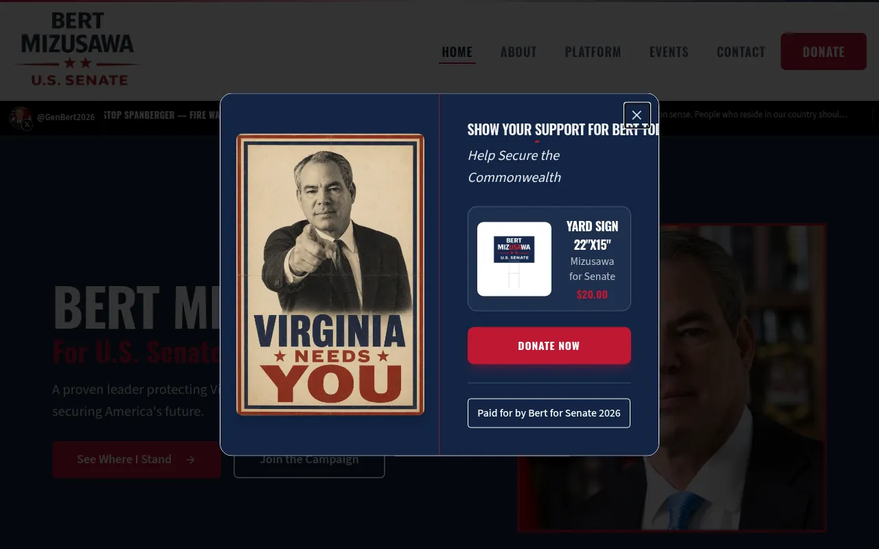 Screenshot of bertforsenate.com
