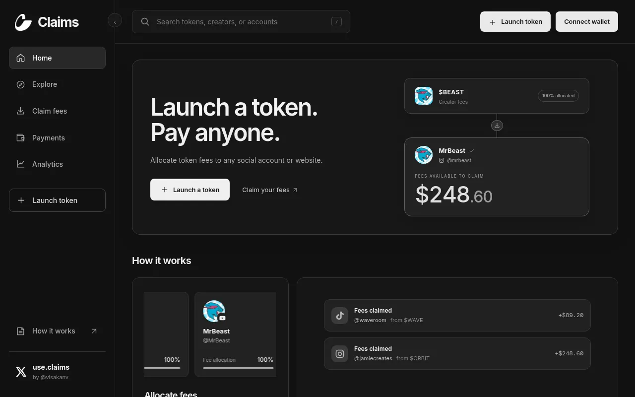 Screenshot of use.claims