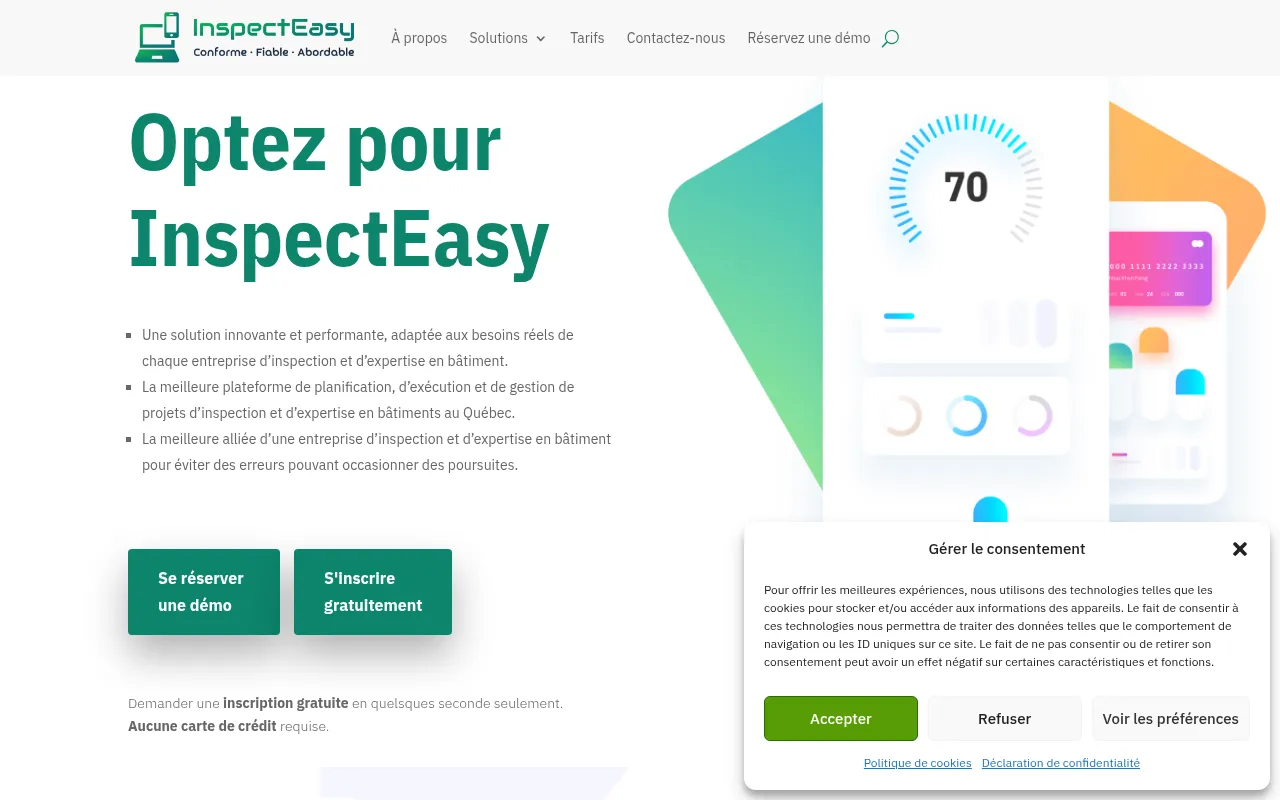 Screenshot of inspecteasy.ca