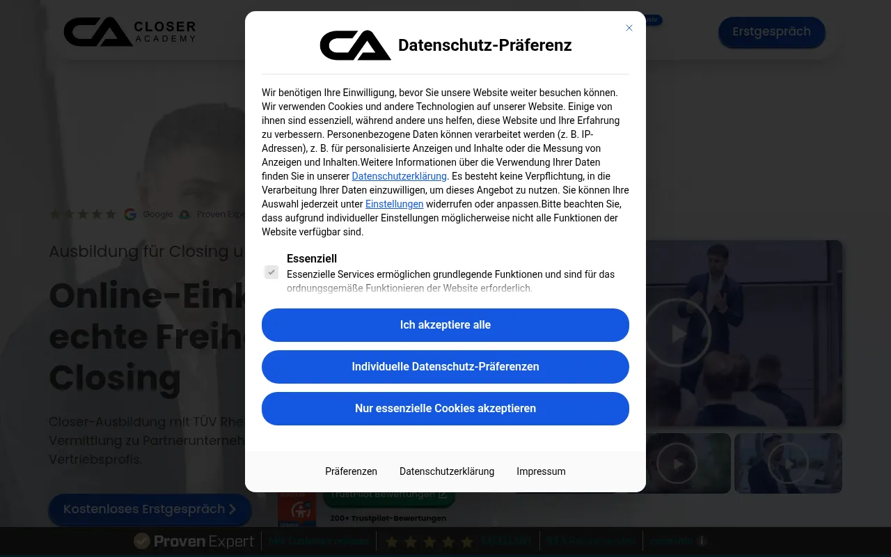 Screenshot of closer-academy.de