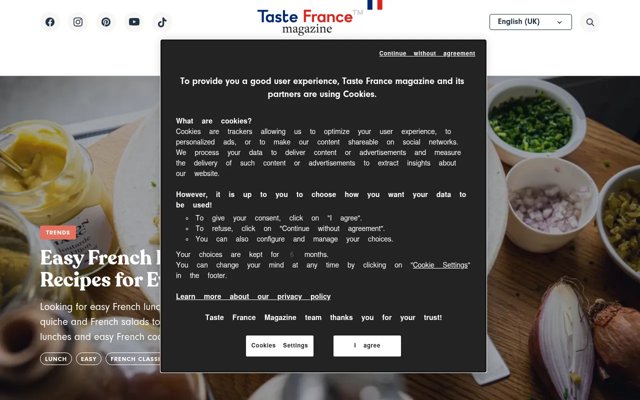 Screenshot of tastefrance.com