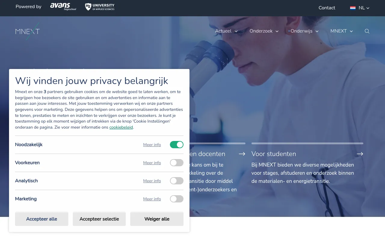 Screenshot of mnext.nl