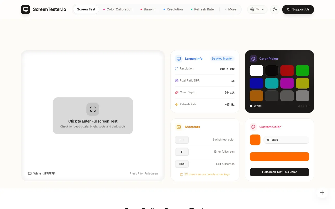 Screenshot of screentester.io