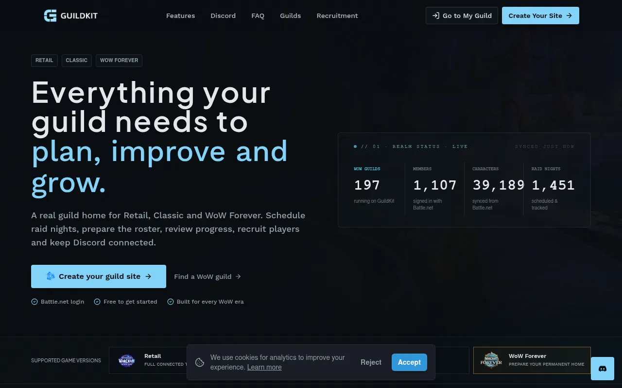 Screenshot of guildkit.app