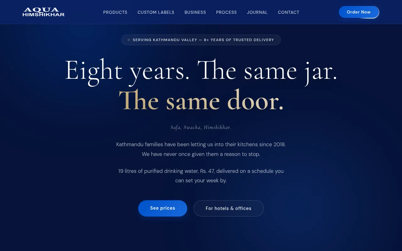 Screenshot of aquahimshikhar.com.np