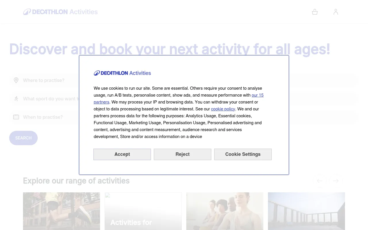 Screenshot of activities.decathlon.co.uk