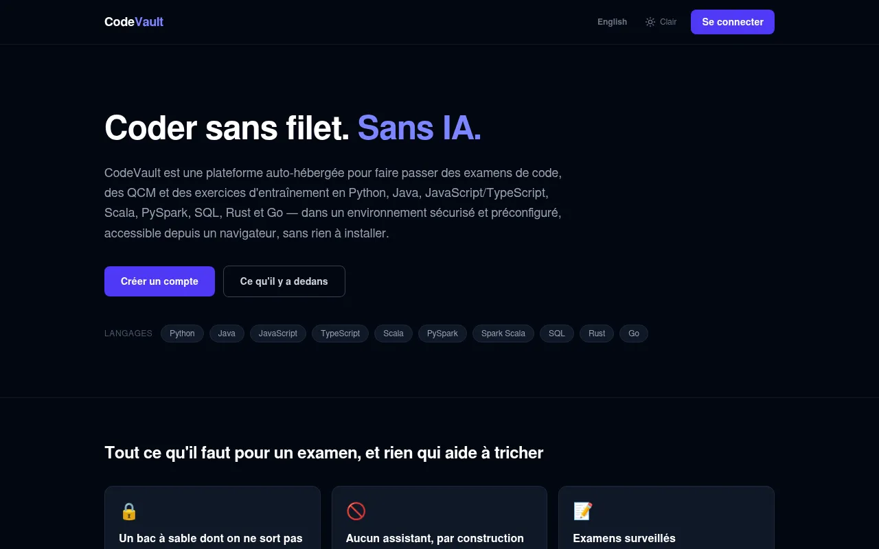Screenshot of codevault.fr