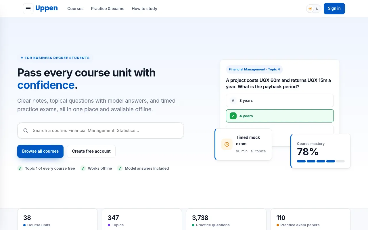 Screenshot of uppen.courses