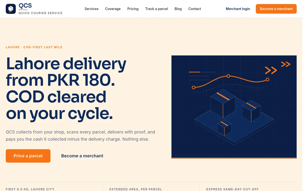 Screenshot of qcs.com.pk