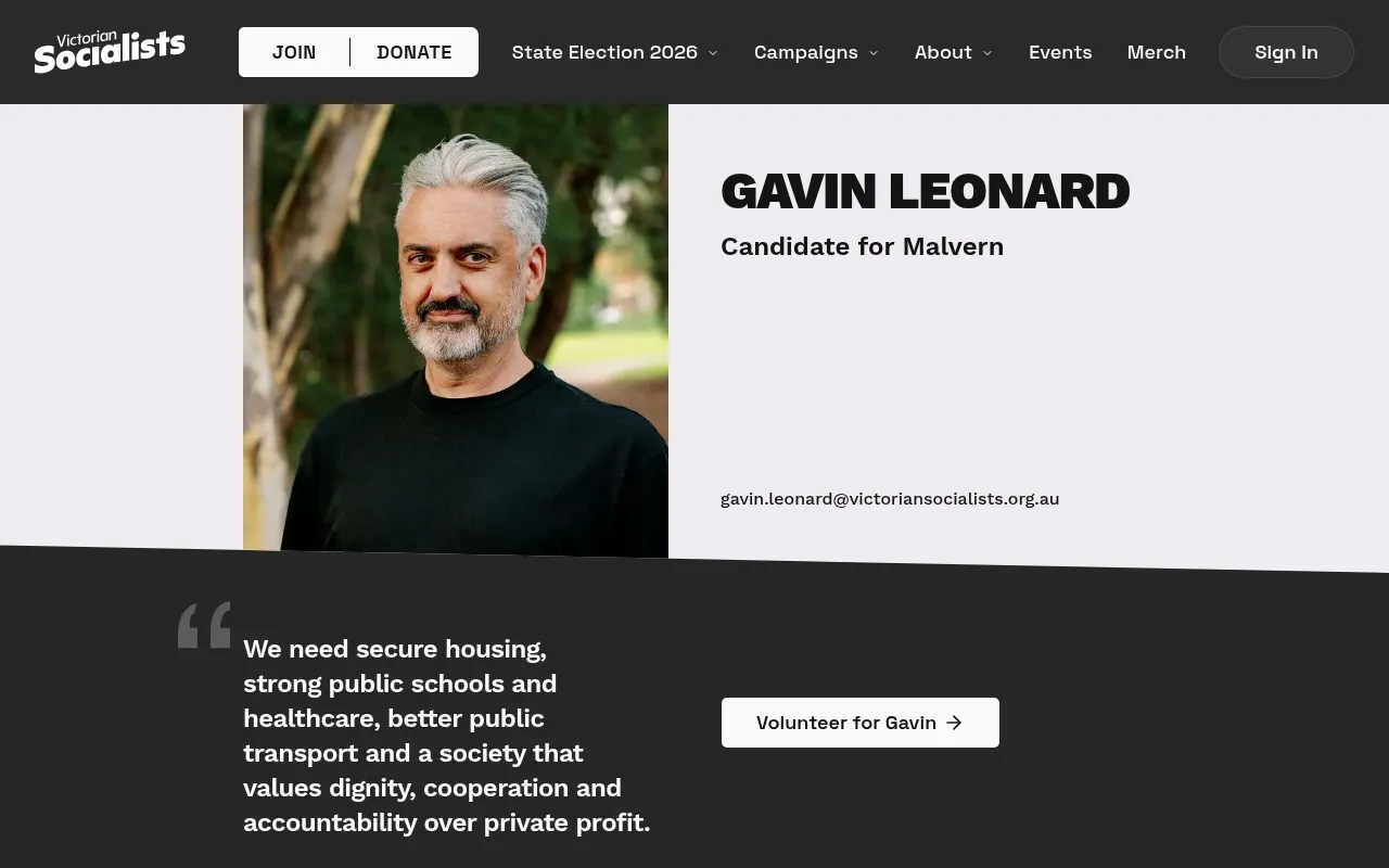 Screenshot of victoriansocialists.org.au