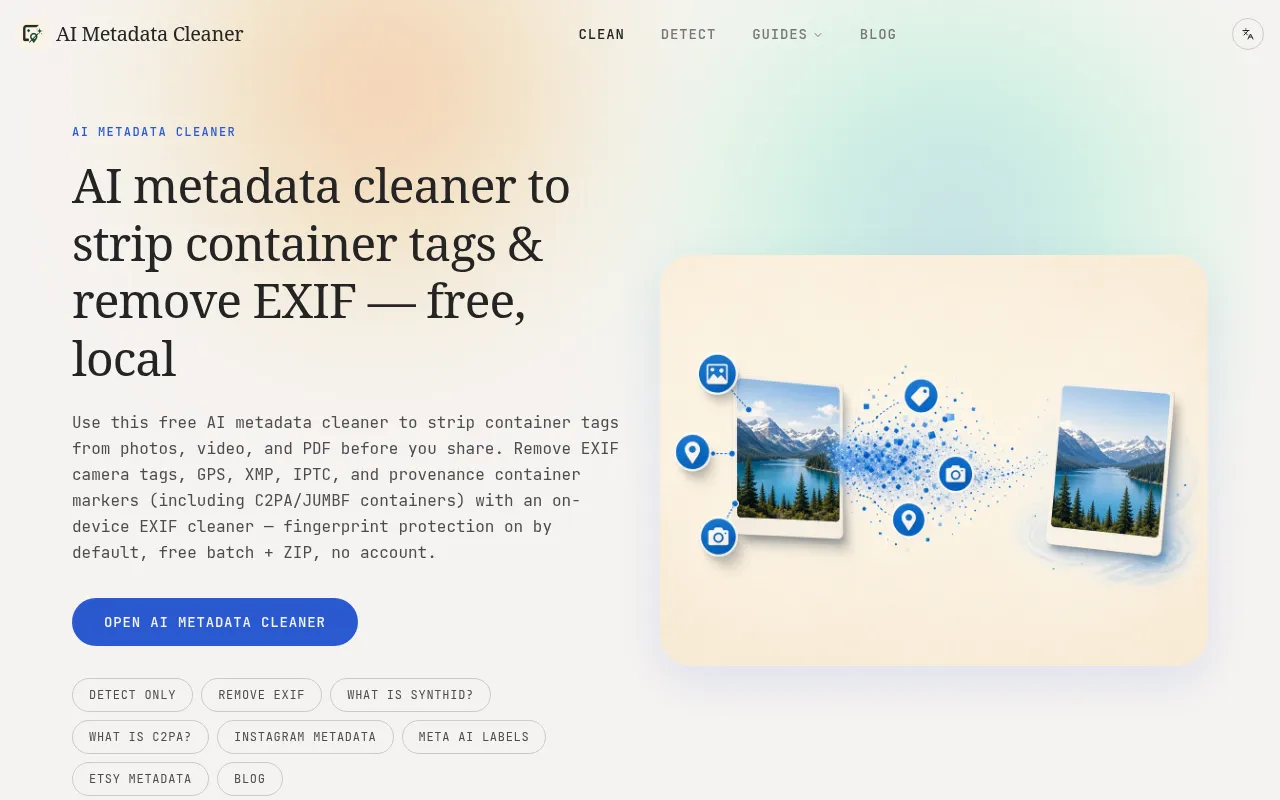 Screenshot of aimetadatacleaner.pro