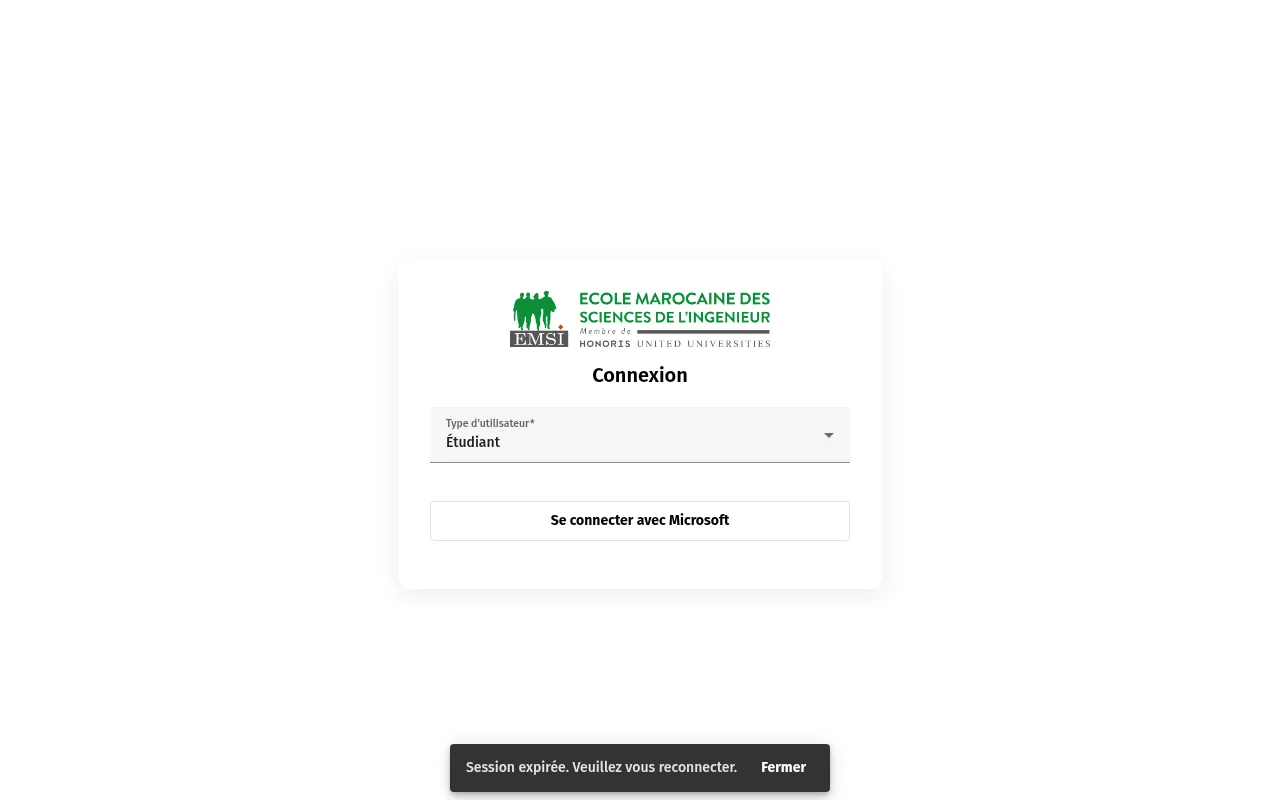 Screenshot of student.emsi.ma
