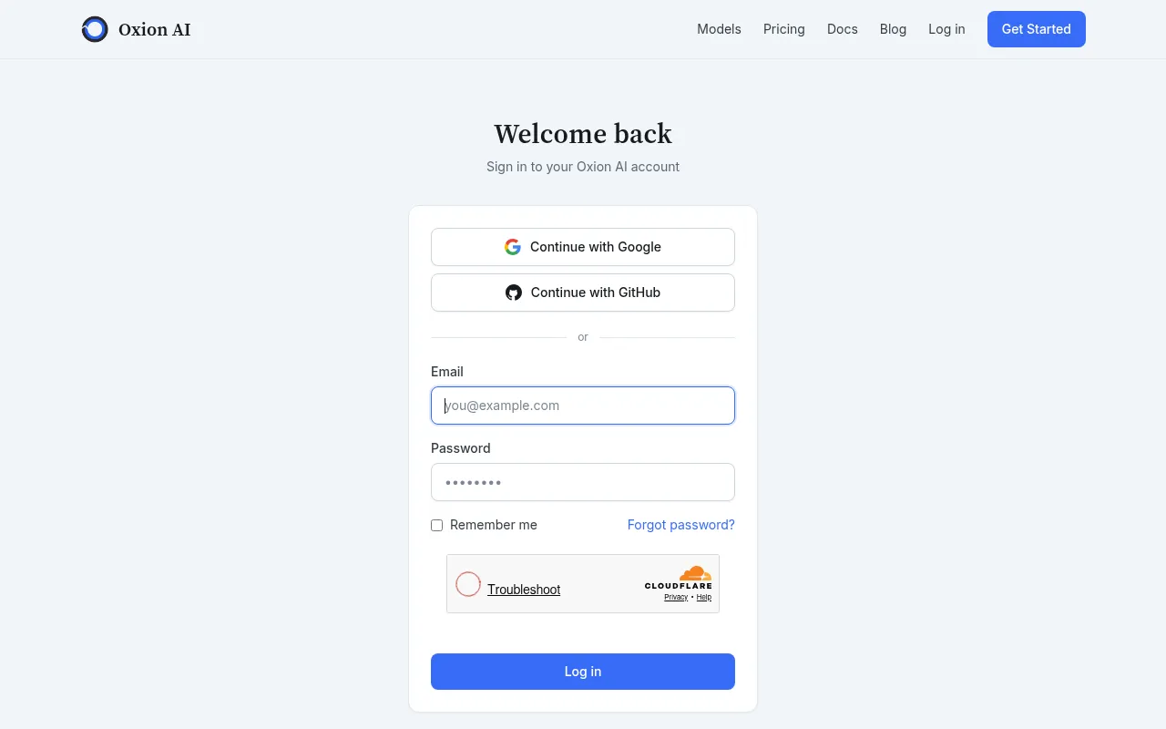 Screenshot of oxionai.com