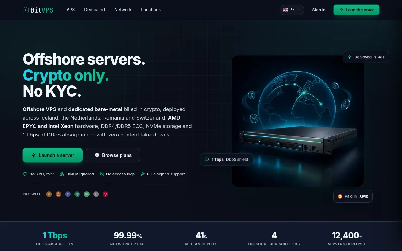 Screenshot of bitvps.io