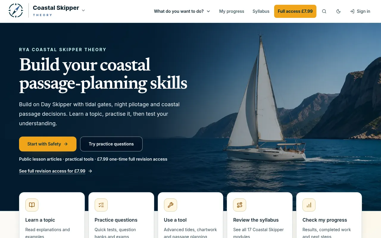 Screenshot of coastalskippertheory.co.uk