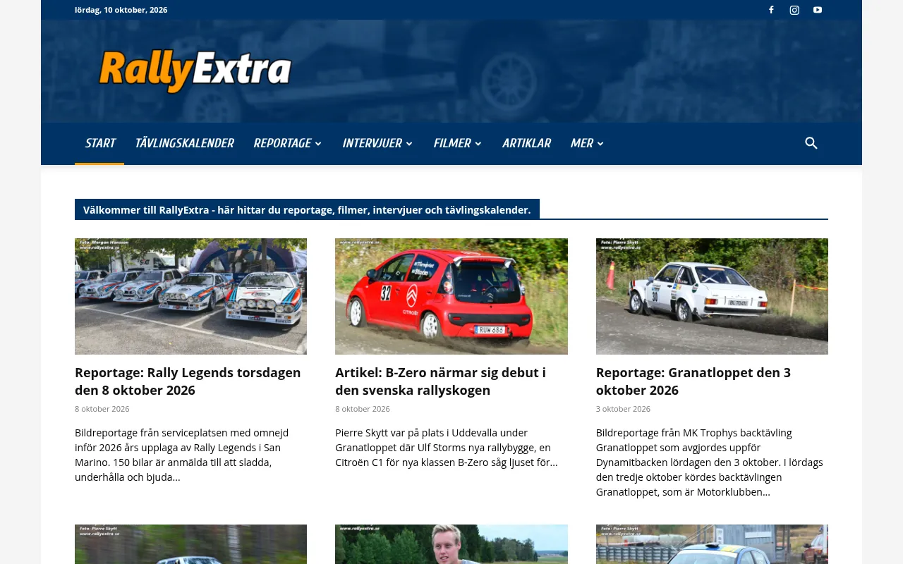 Screenshot of rallyextra.se