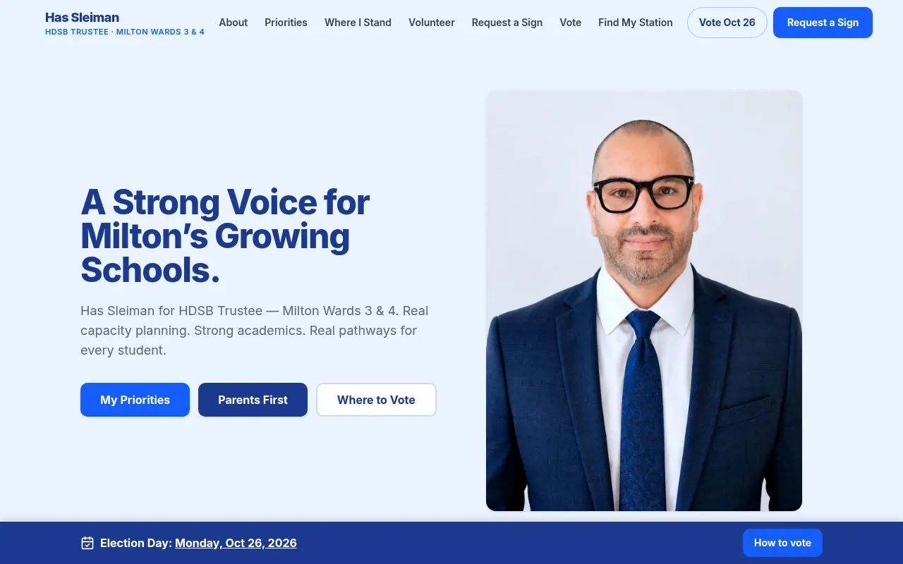 Screenshot of votesleiman.ca