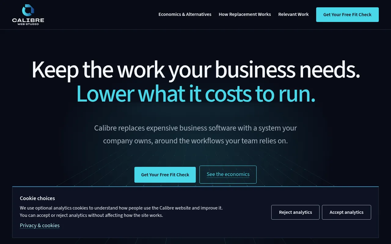 Screenshot of calibrewebstudio.com