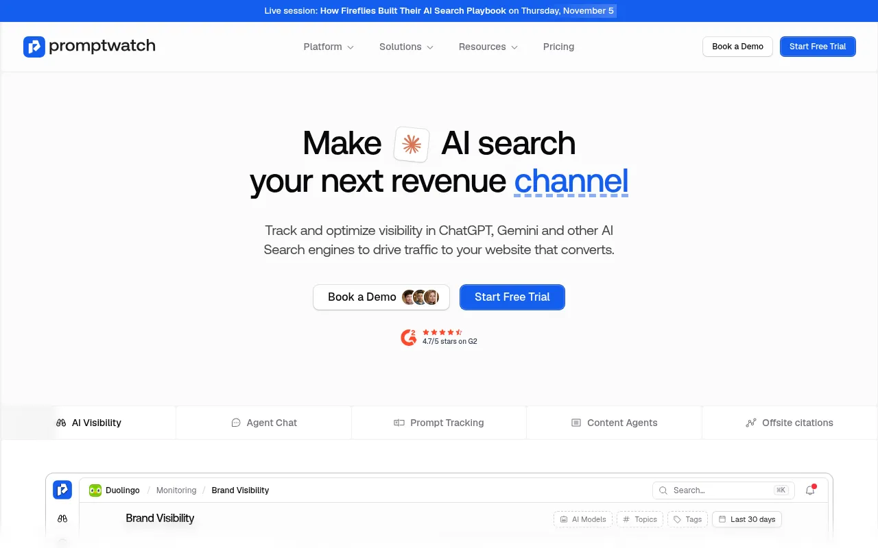 Screenshot of promptwatch.com