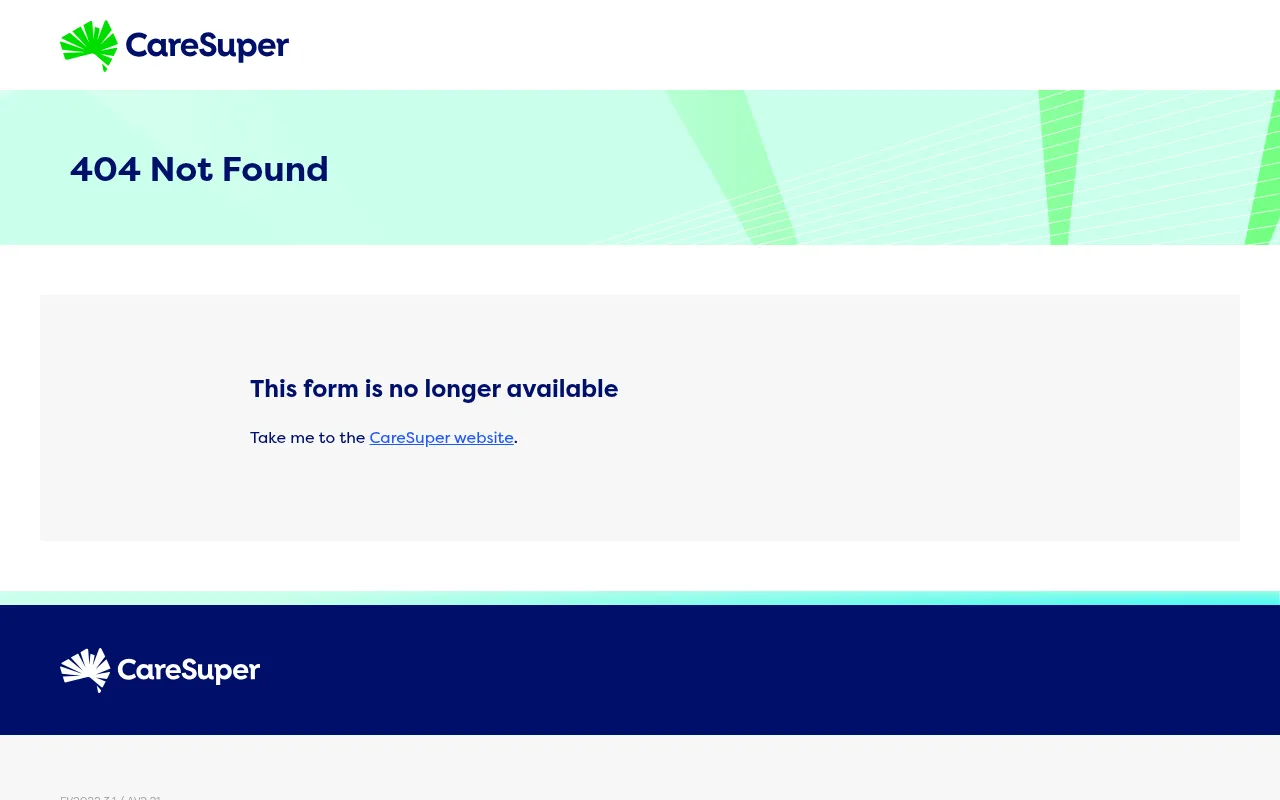 Screenshot of forms.caresuper.com.au