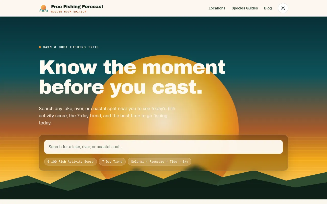 Screenshot of freefishingforecast.com