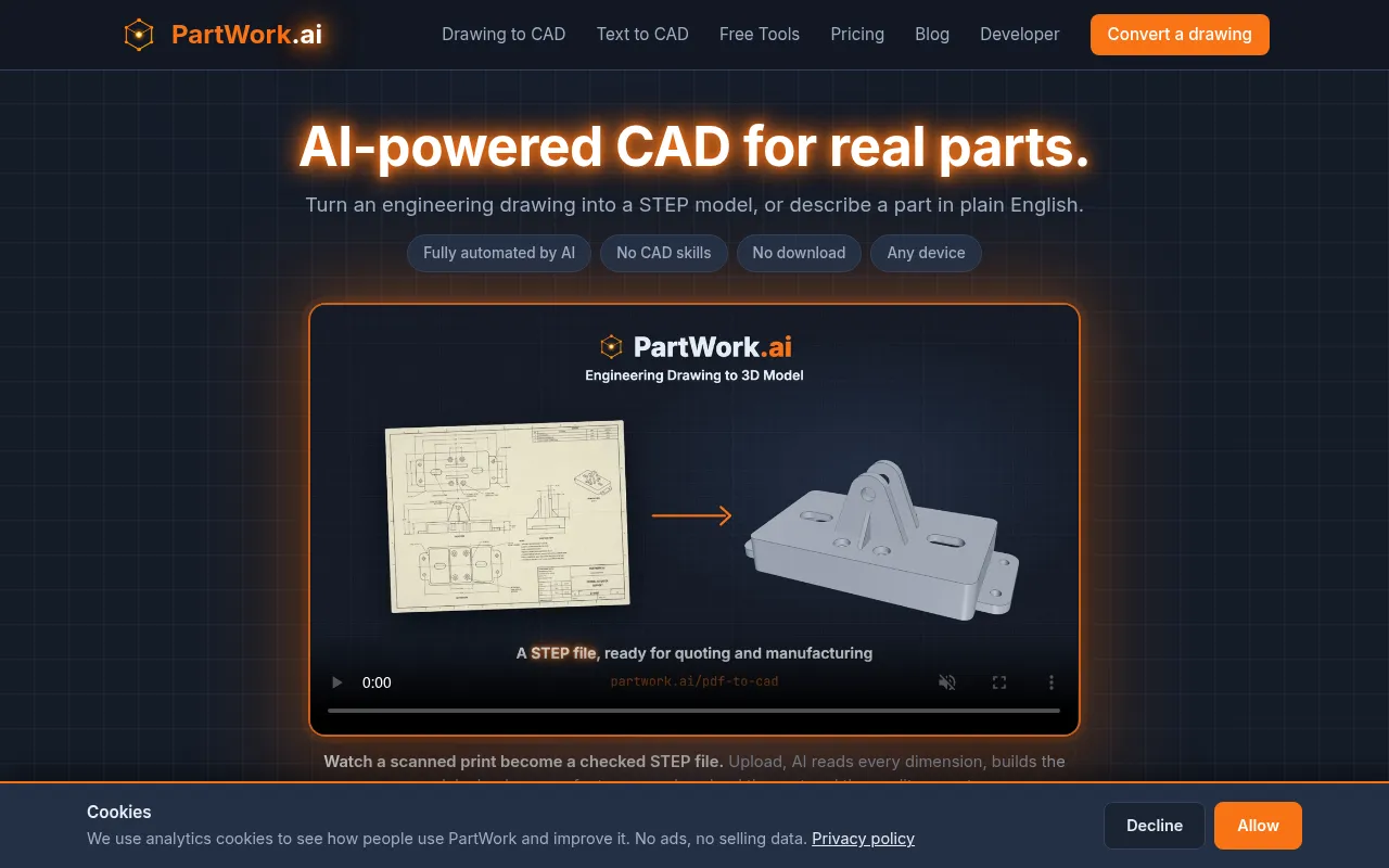 Screenshot of partwork.ai