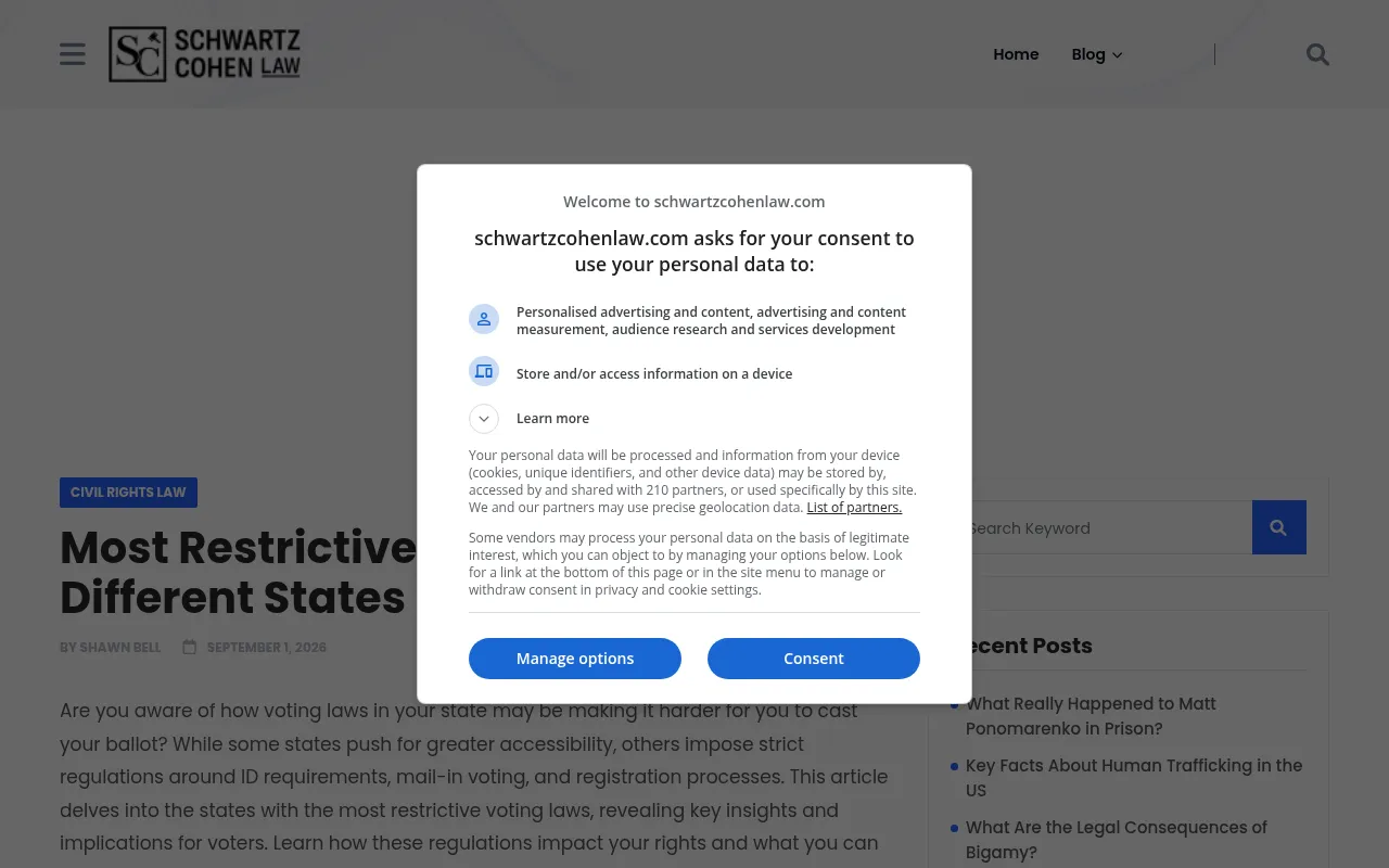 Screenshot of schwartzcohenlaw.com