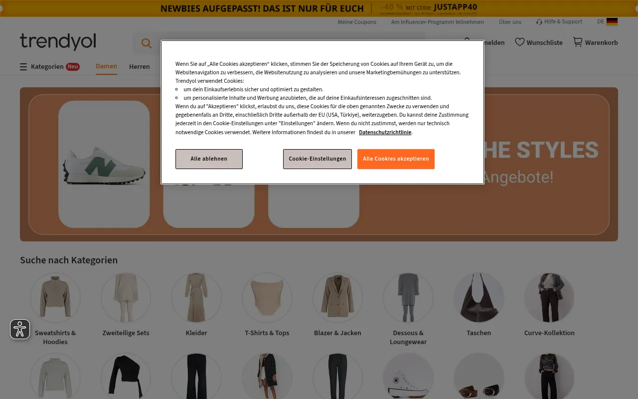 Screenshot of trendyol.com