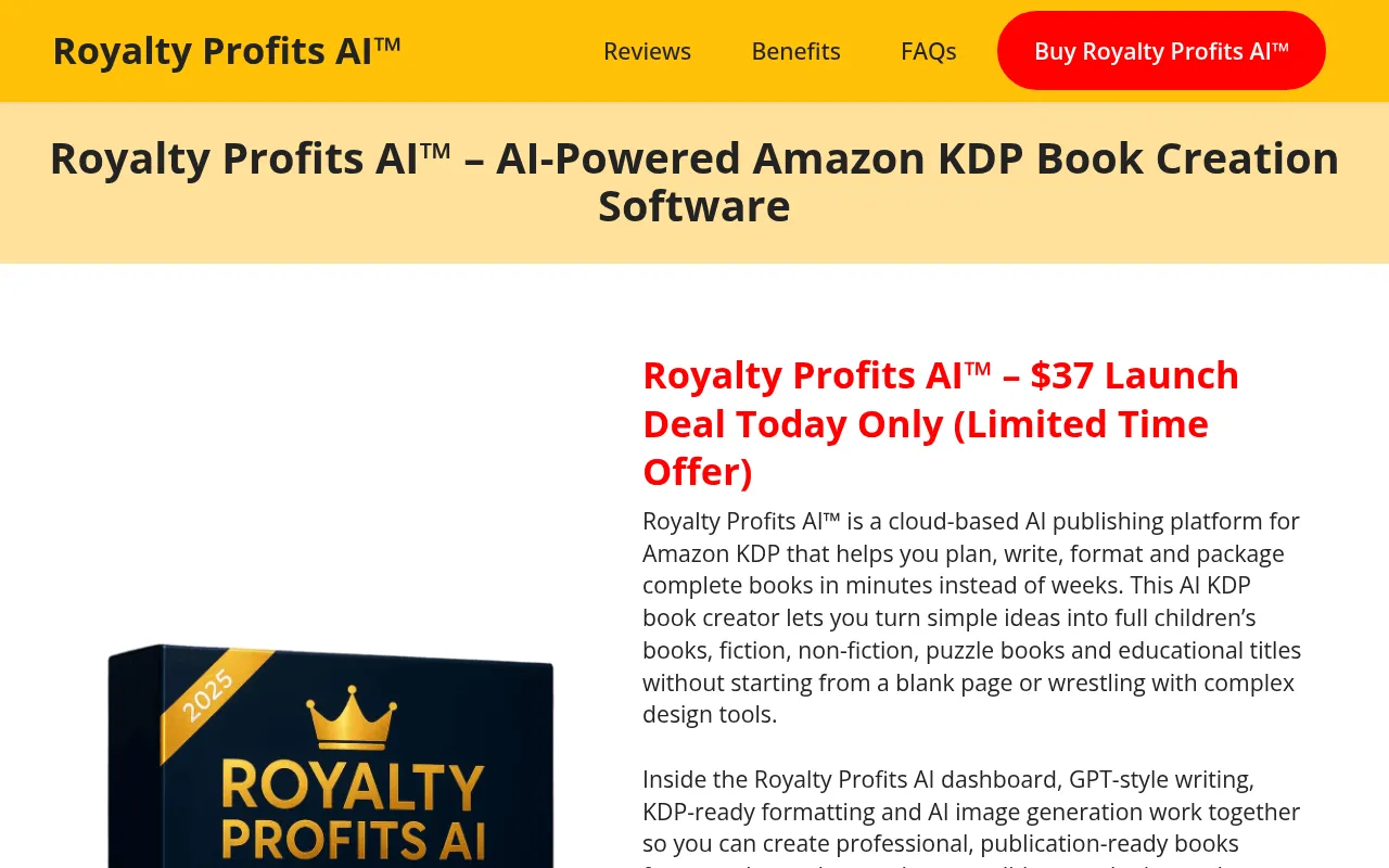 Screenshot of royaltyprofits-ai.com