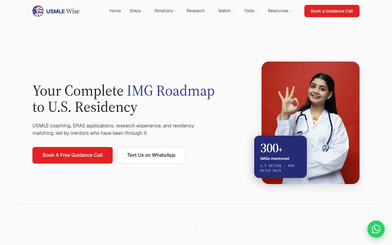 Screenshot of usmlewise.com