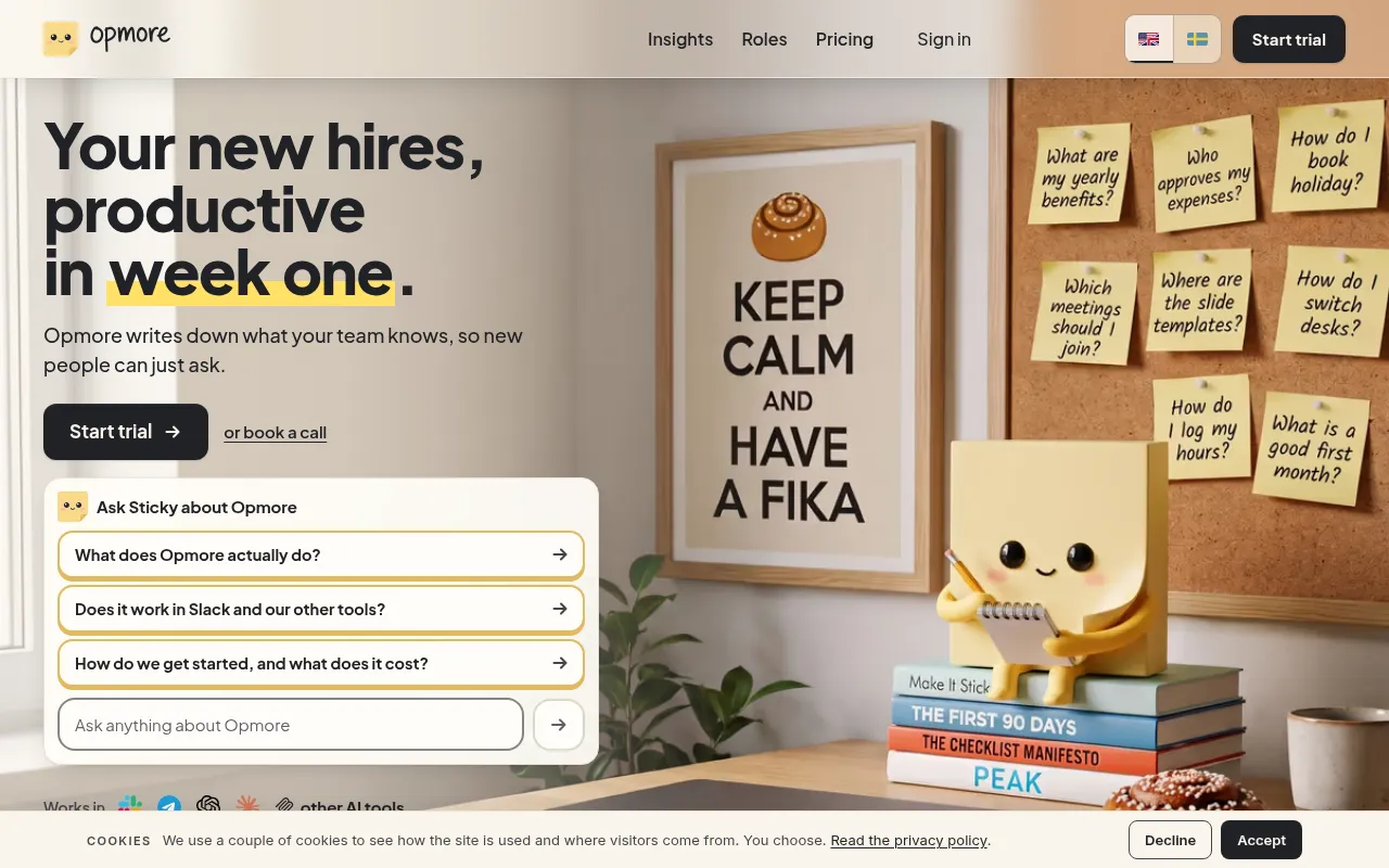 Screenshot of opmore.ai