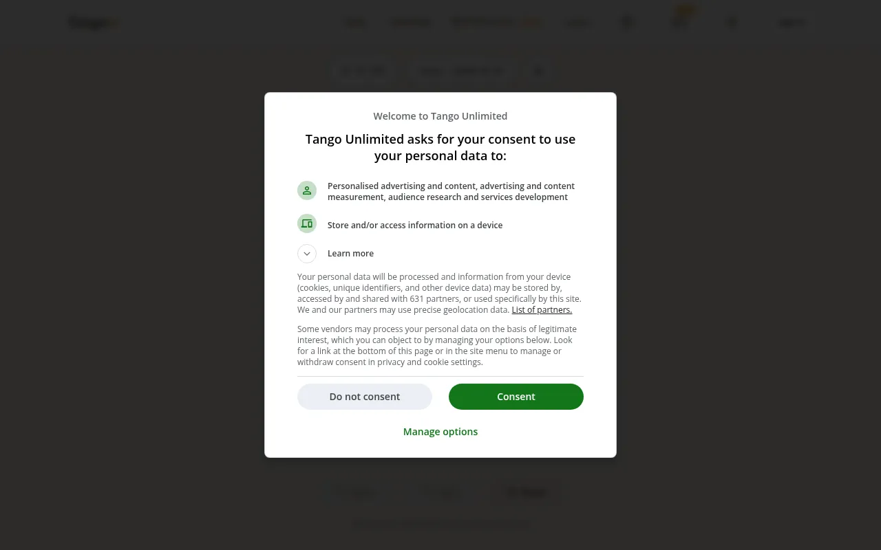 Screenshot of tango-unlimited.com