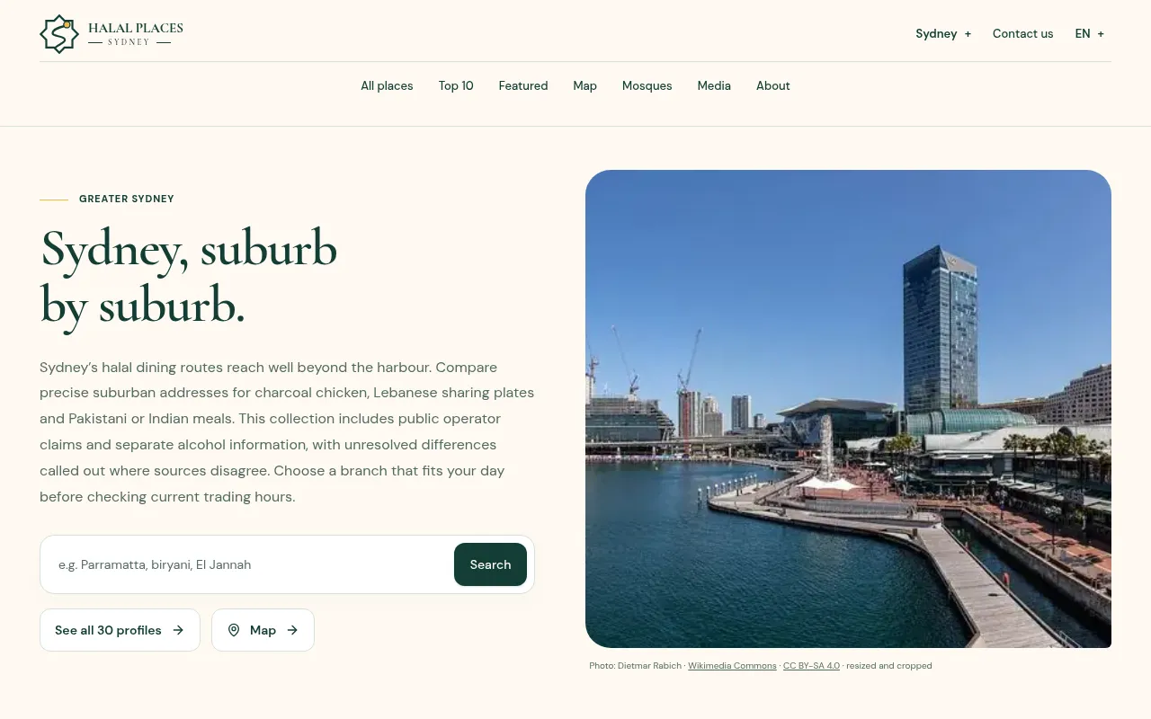 Screenshot of halalplacessydney.com