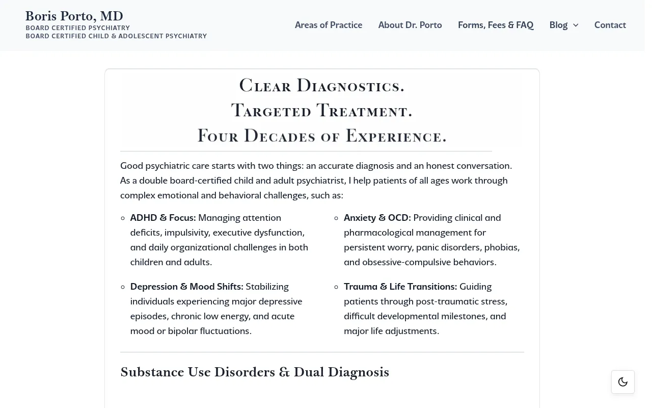 Screenshot of portopsychiatry.com