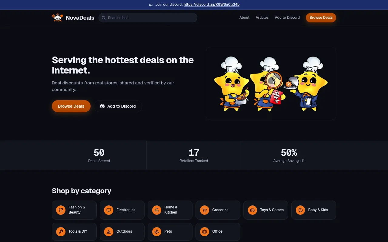 Screenshot of novarisdeals.com