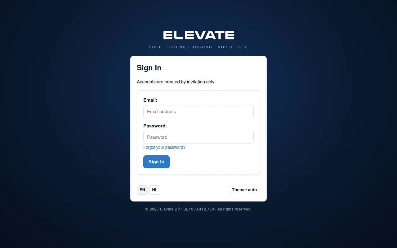 Screenshot of rental.elevatenet.be