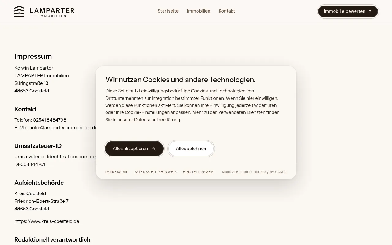 Screenshot of lamparter-immobilien.de