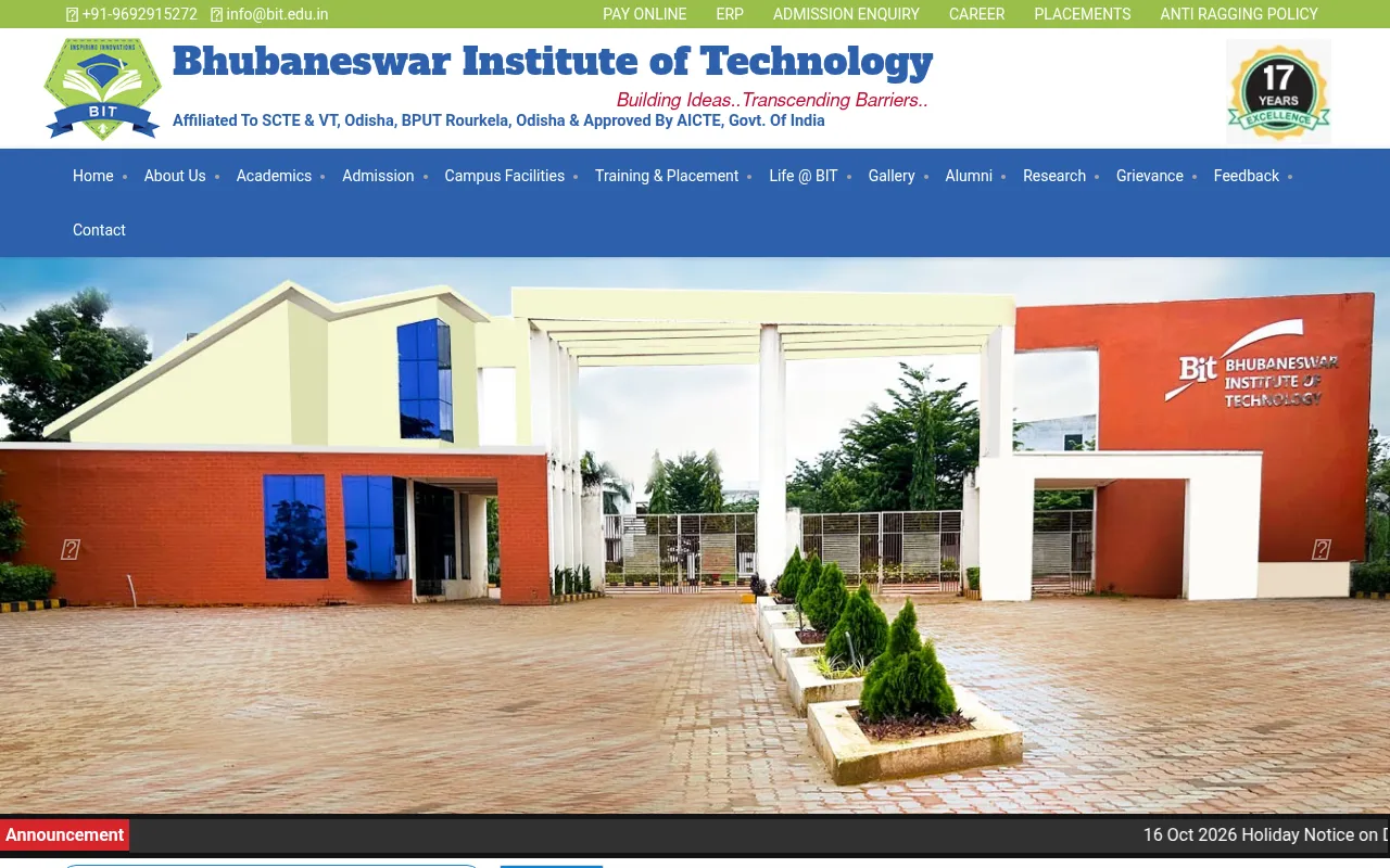 Screenshot of bit.edu.in