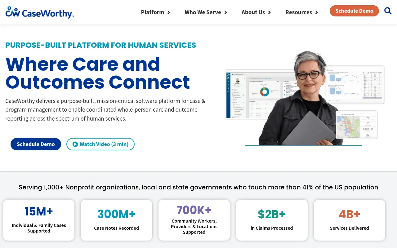 Screenshot of caseworthy.com