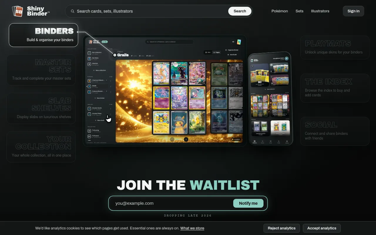 Screenshot of shinybinder.co