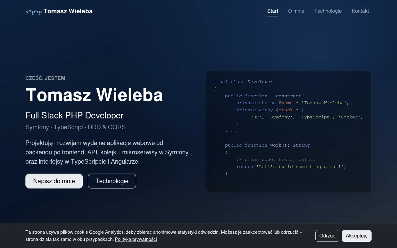 Screenshot of tomaszwieleba.com