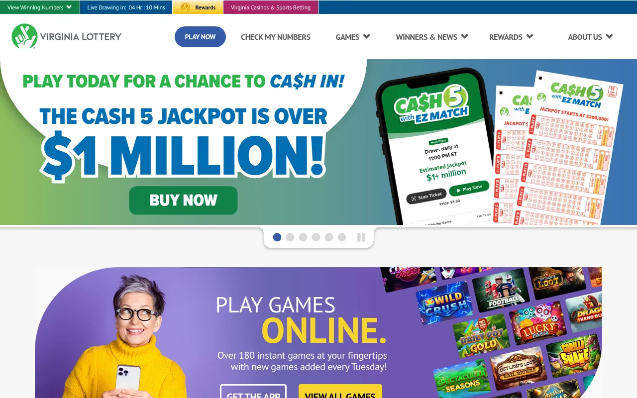 Screenshot of valottery.com
