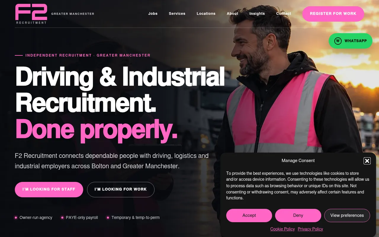 Screenshot of f2recruitment.co.uk