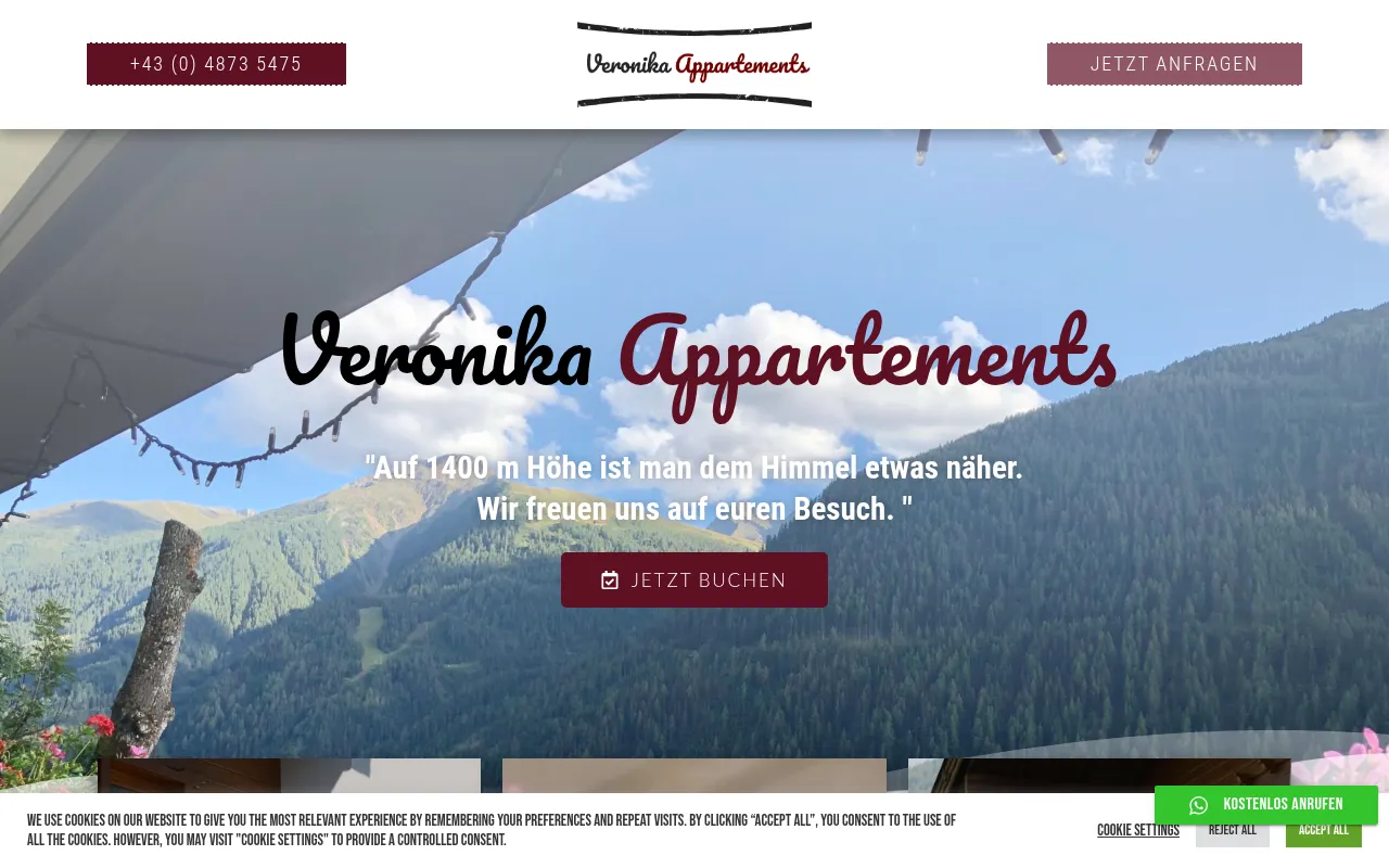Screenshot of veronika-appartements.at