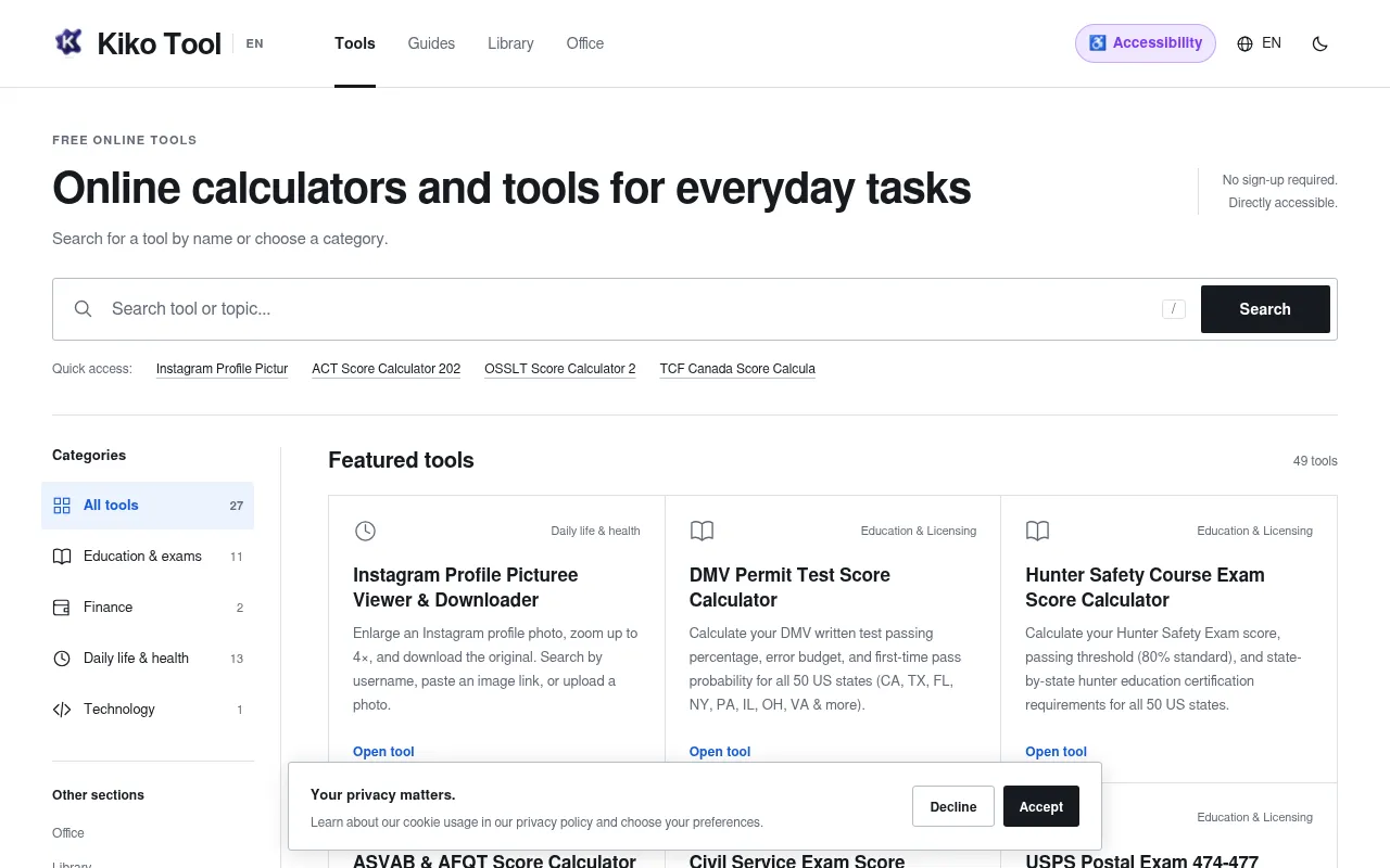Screenshot of kikostool.com