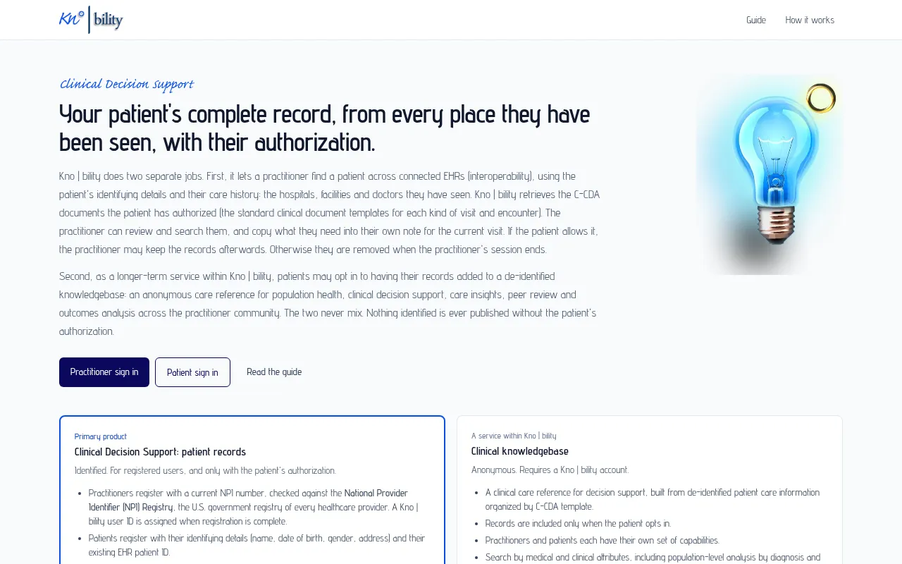 Screenshot of demo.kno-bility.io