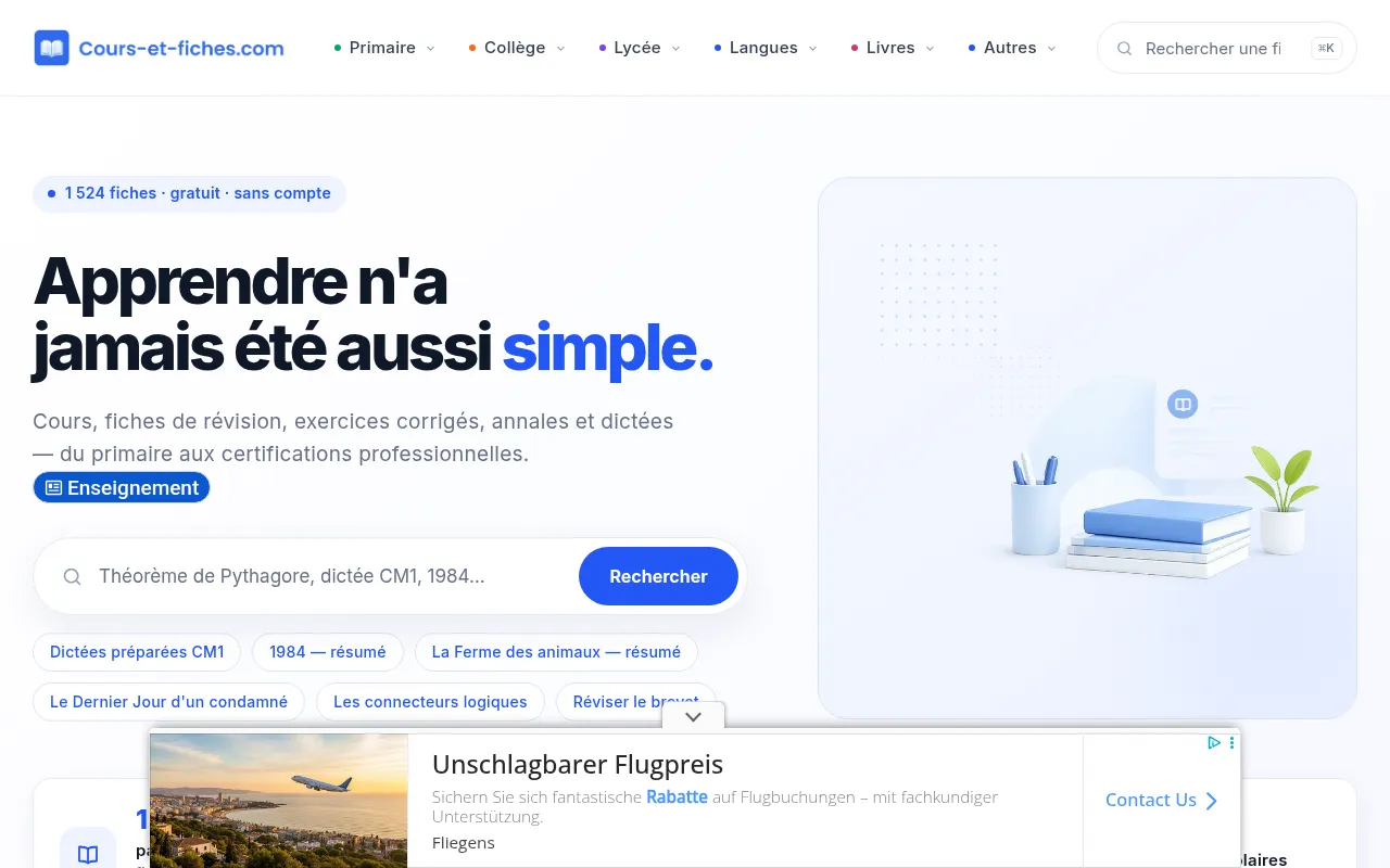 Screenshot of cours-et-fiches.com